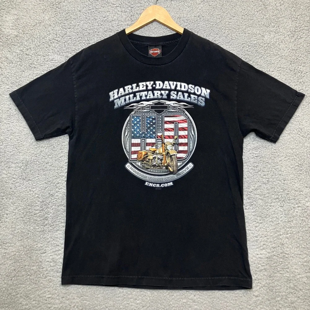 Harley-Davidson Motorcycle Military Sales T-Shirt Men L Black Overseas Tour 2013